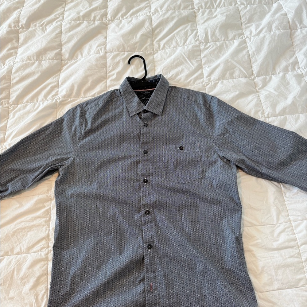 Ted Baker Men's Blue Patterned Button-Down Shirt